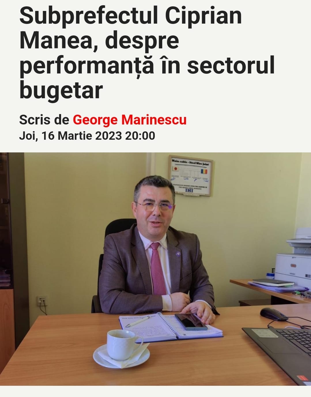 Din corporație, la ”butoanele” administrative. Interviu