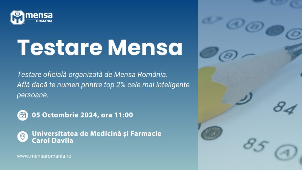 De ce să participi la testarea IQ organizată de Mensa România în București pe 5 octombrie?